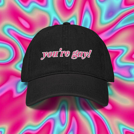 Embroidered "you're gay!" Denim Hat — Pride Message Baseball Cap