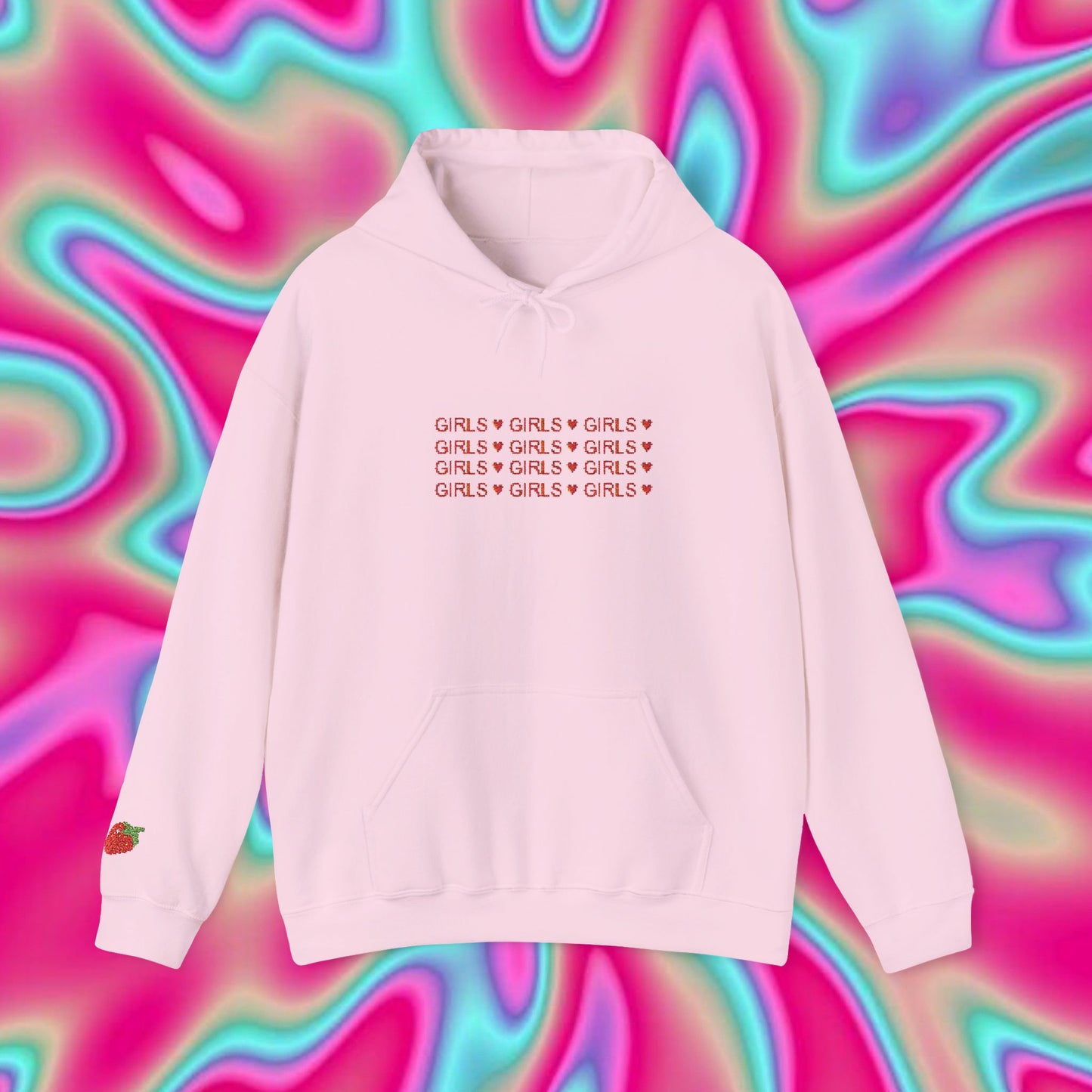 Girls Girls Girls Hoodie — Cute Strawberry Accent Pullover