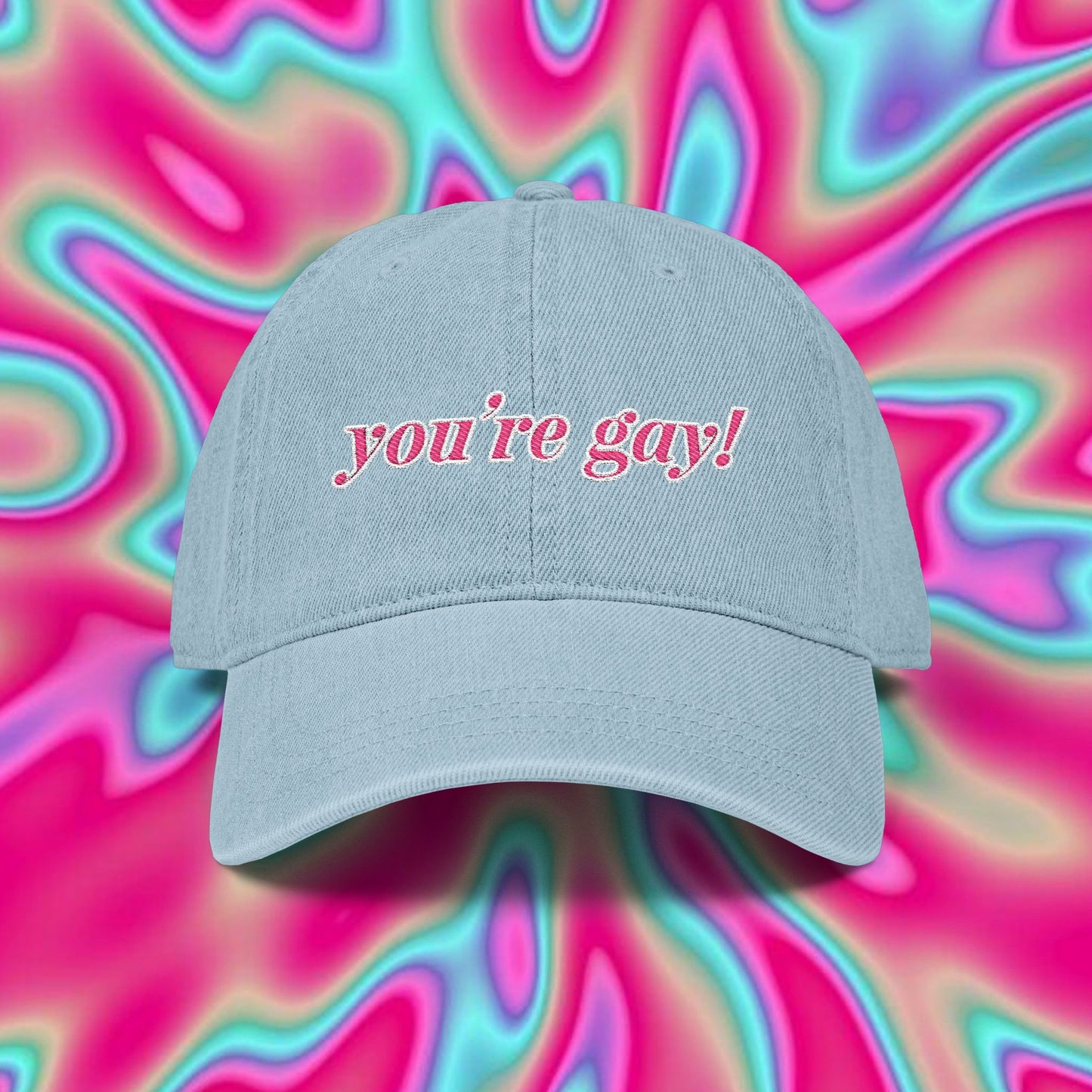 Embroidered "you're gay!" Denim Hat — Pride Message Baseball Cap