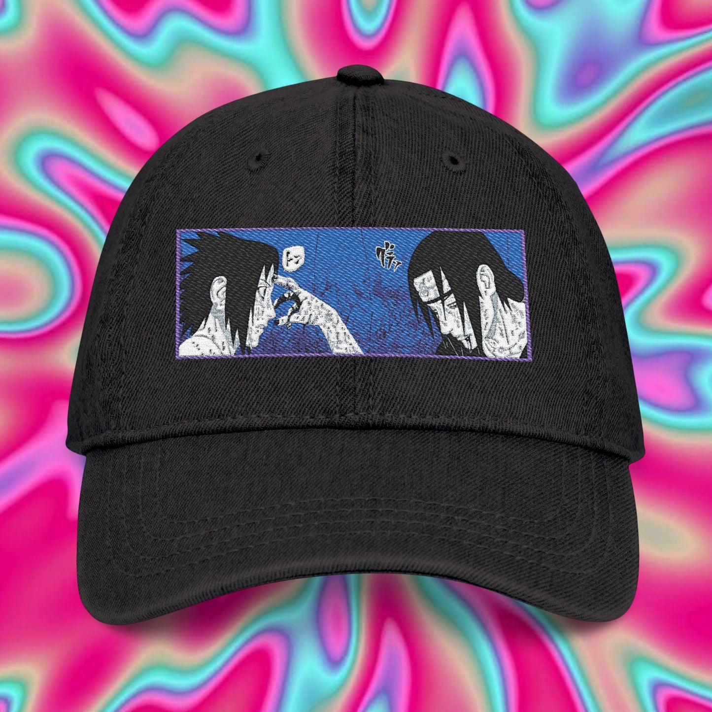 Itachi & Sasuke Uchiha Denim Hat — Embroidered Anime Cap