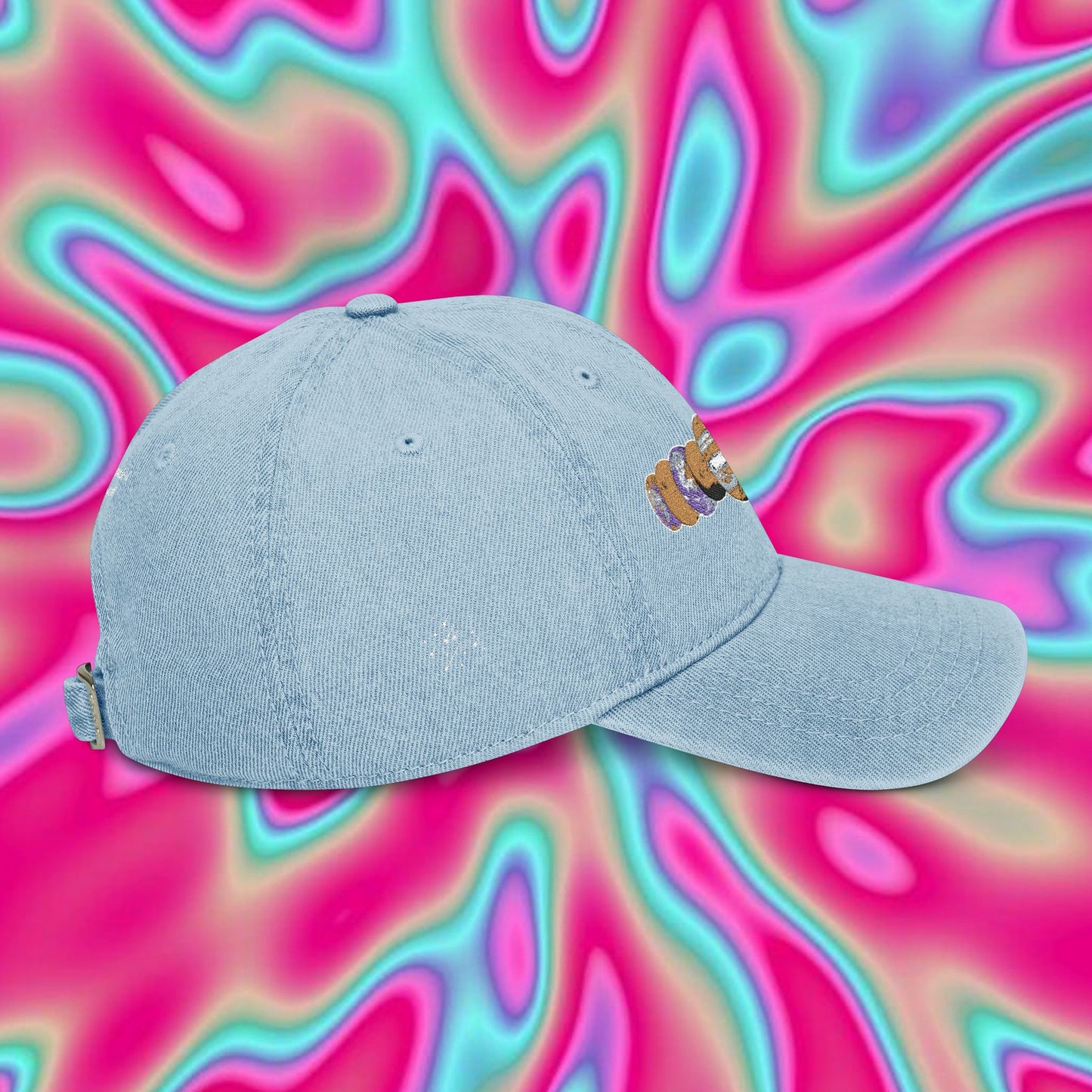 Embroidered Planet Phases Denim Hat — Retro Astronomy Baseball Cap
