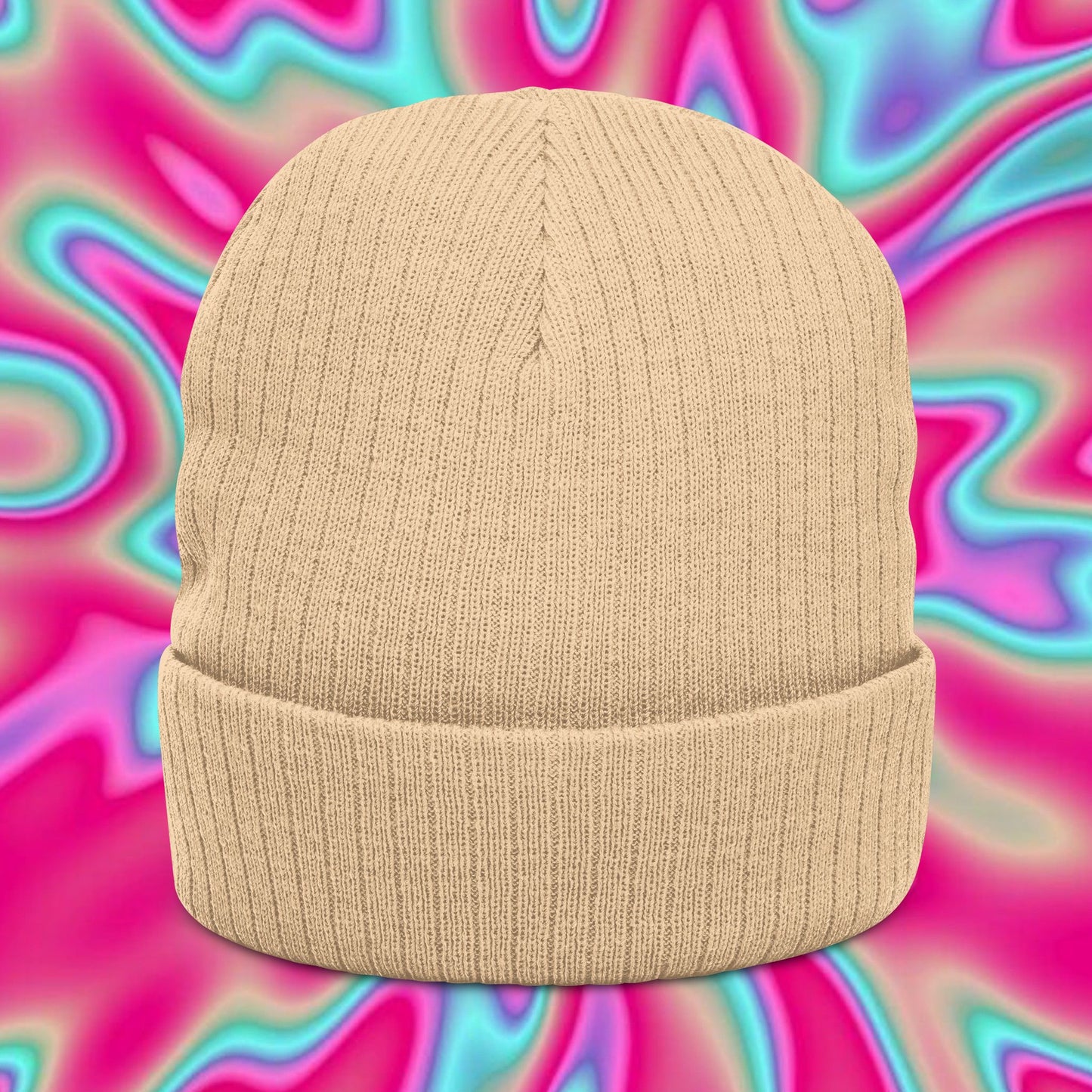 Ghost Sprout Ribbed Knit Beanie — Embroidered