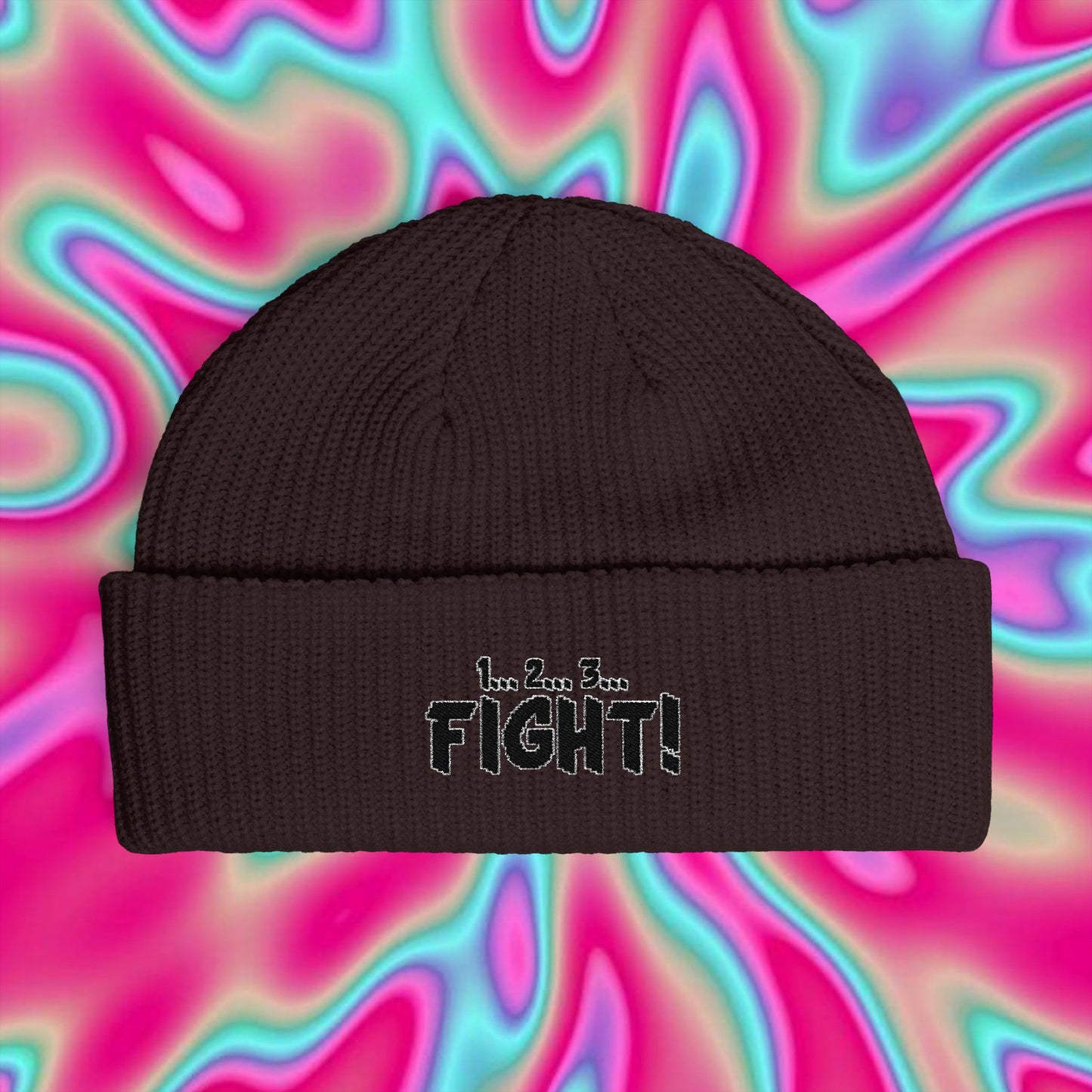 Retro Arcade 'FIGHT!' Cuff Beanie