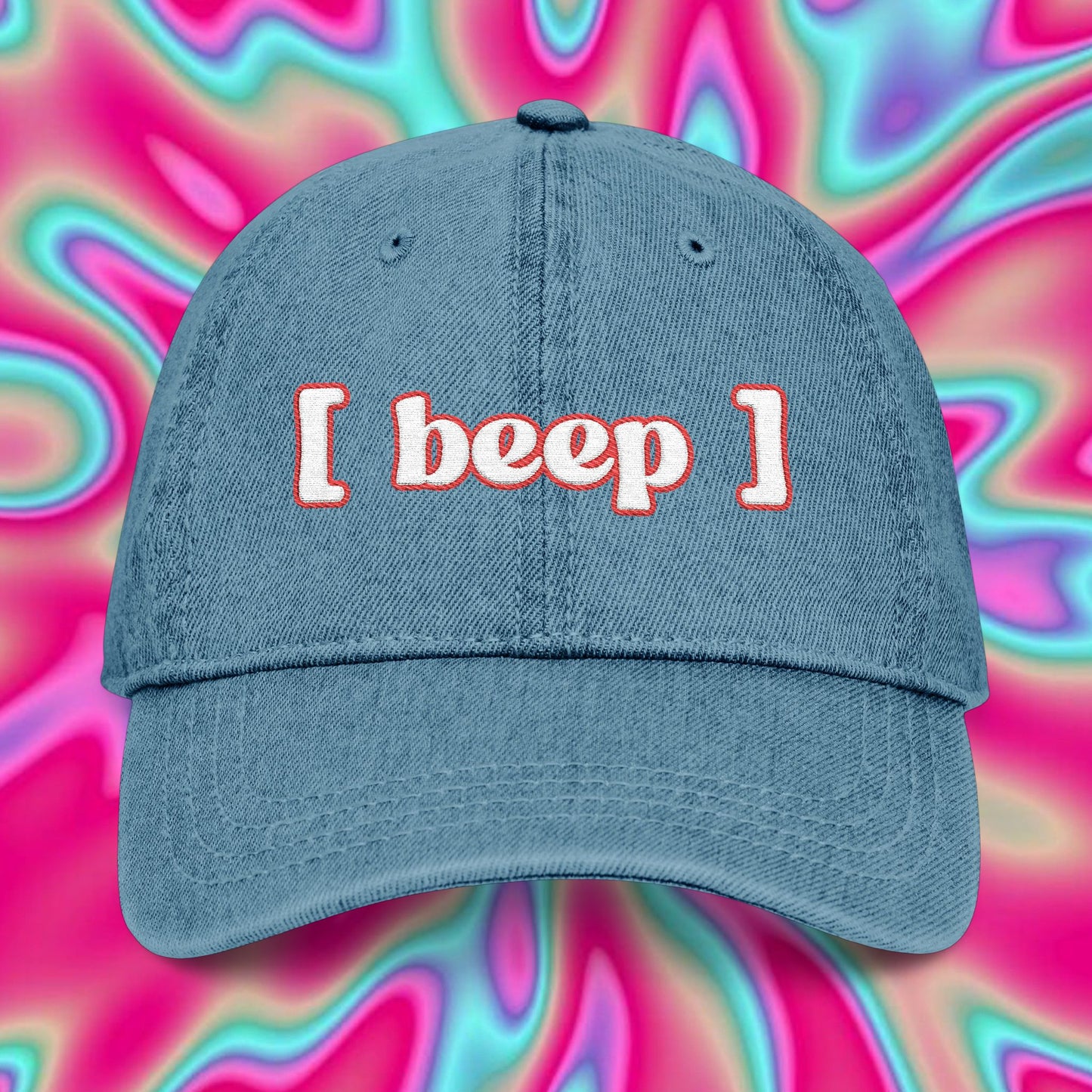Embroidered Dad Hat — "[ beep ]" Retro Pixel Text