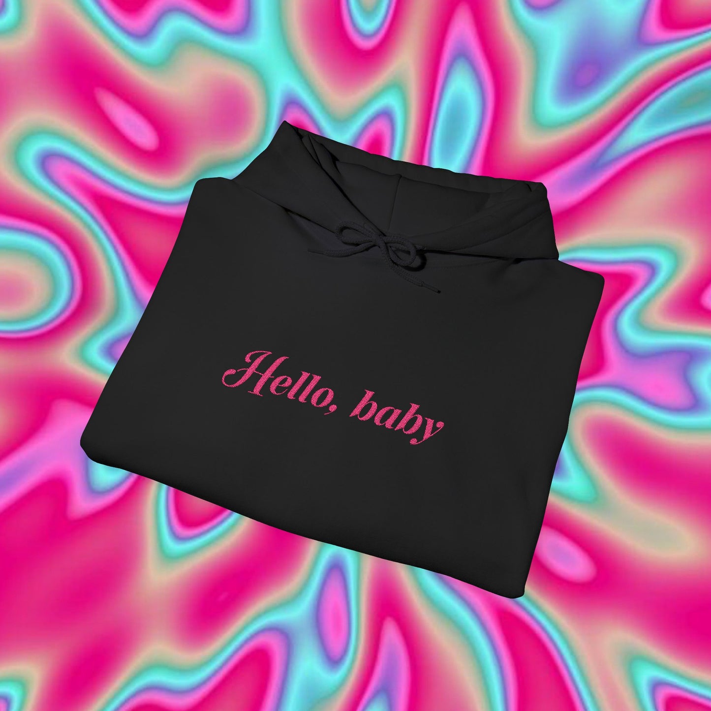 Hello, baby Hooded Sweatshirt — Cute Pink Script Pullover