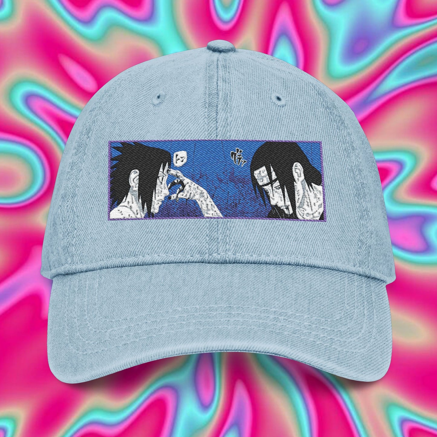 Itachi & Sasuke Uchiha Denim Hat — Embroidered Anime Cap