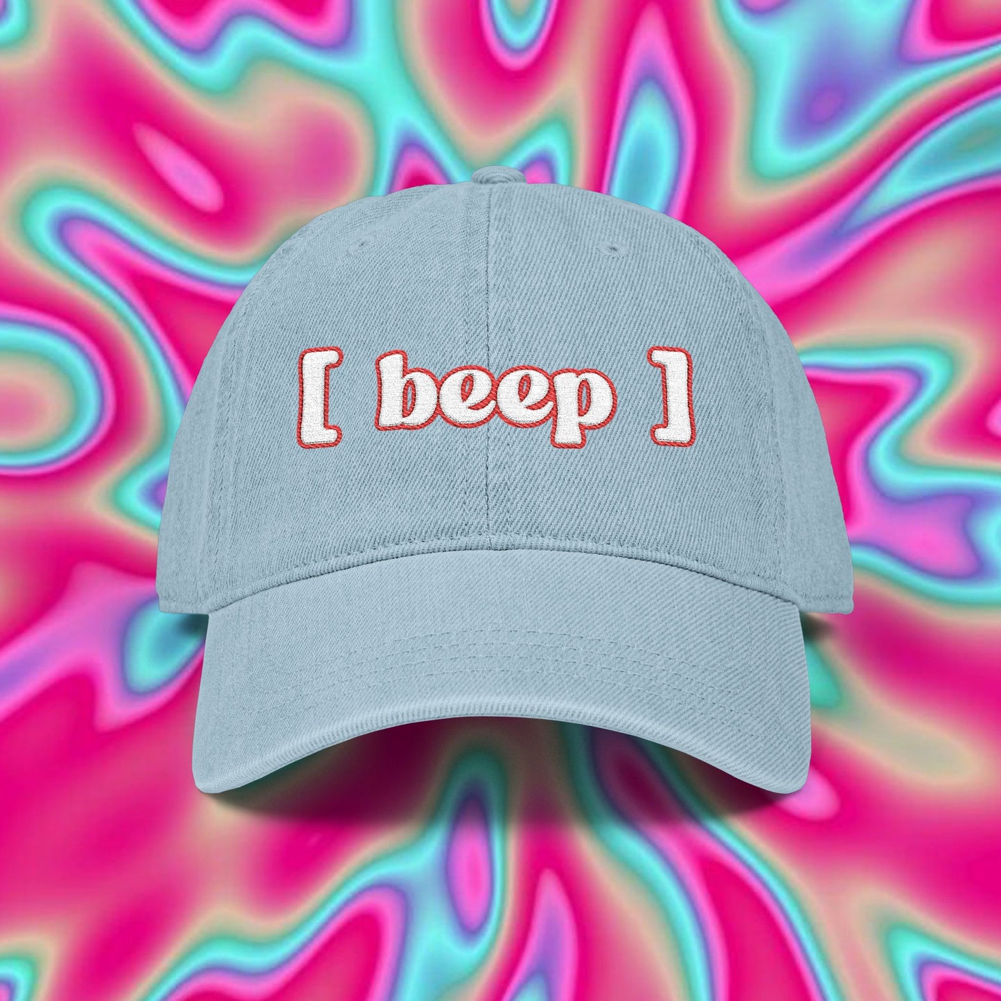Embroidered Dad Hat — "[ beep ]" Retro Pixel Text