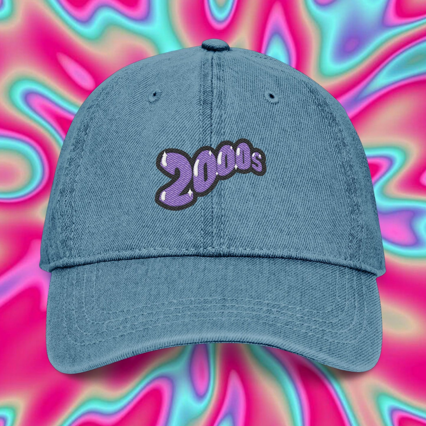 Denim Hat — Embroidered "2000s" Retro Dad Cap