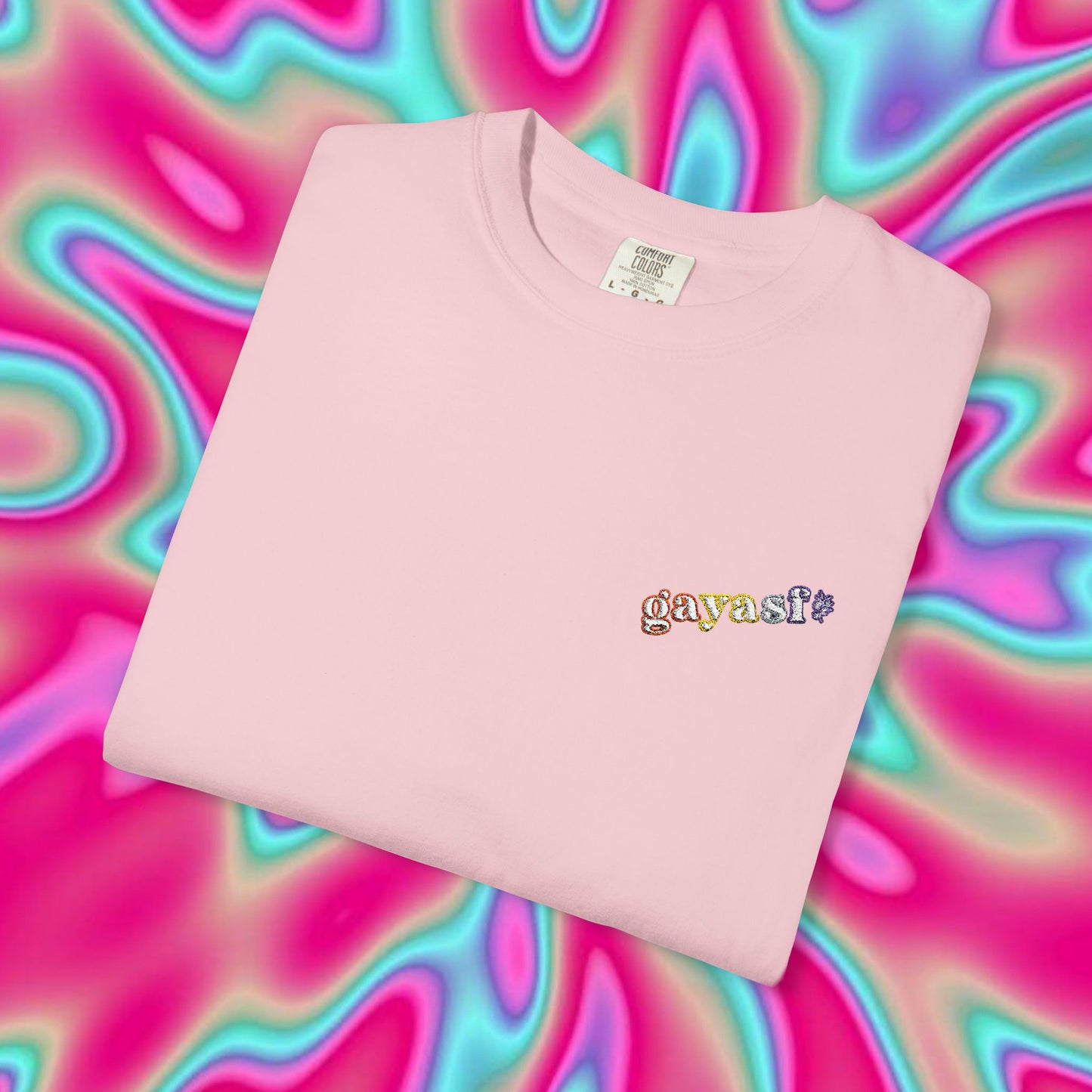White Graphic T-Shirt — Colorful Tiny Logo Chest Print, Casual Streetwear