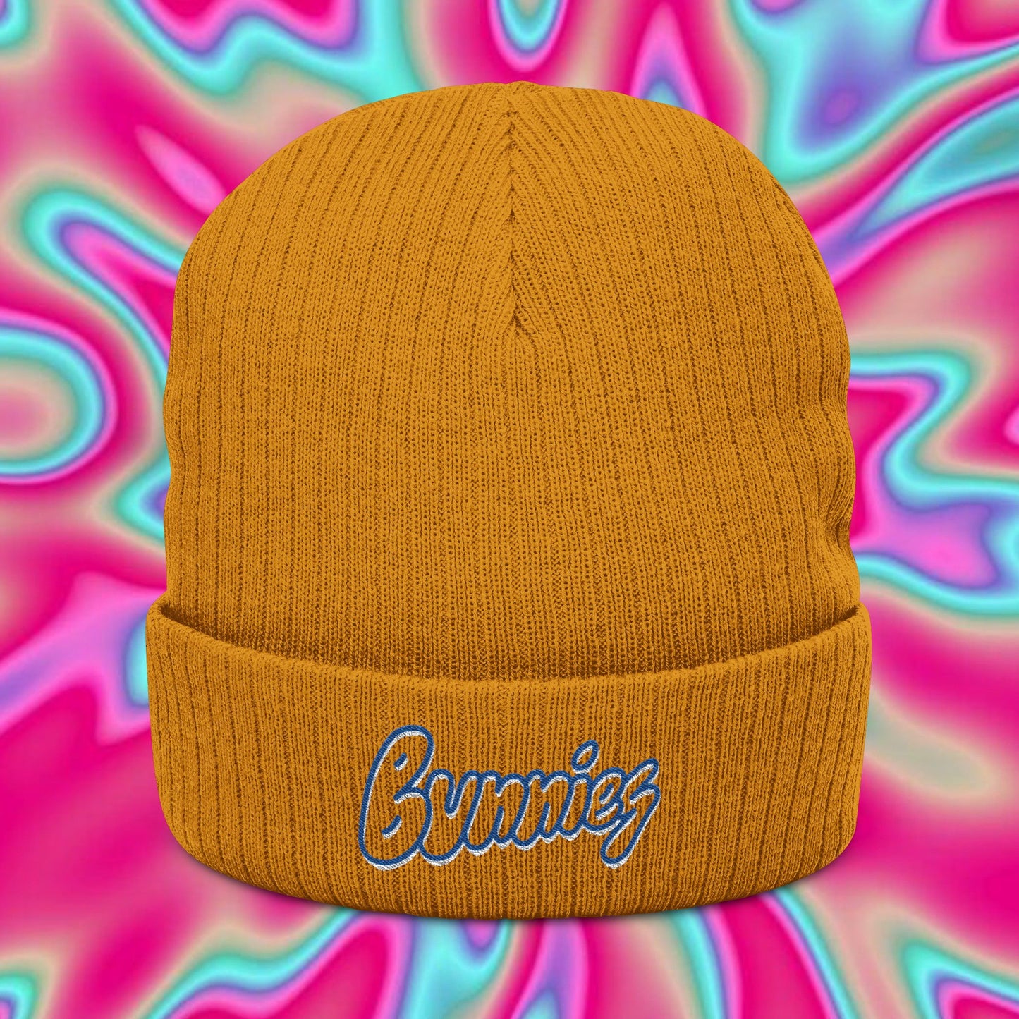 Embroidered 'Bunnies' Ribbed Knit Beanie — Cozy Streetwear Winter Hat