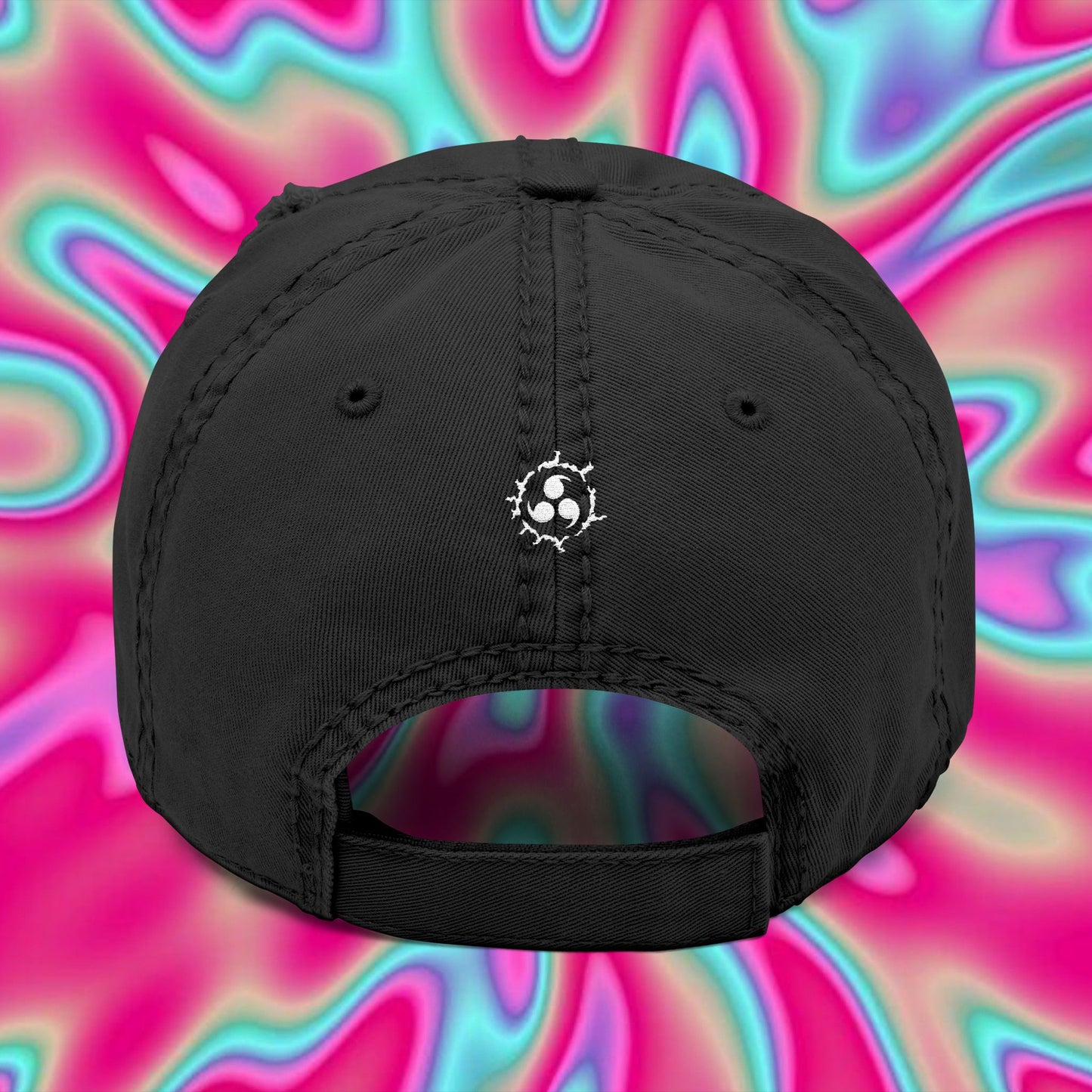 Sasuke Minimal Outline Dad Hat — Distressed Embroidered Cap