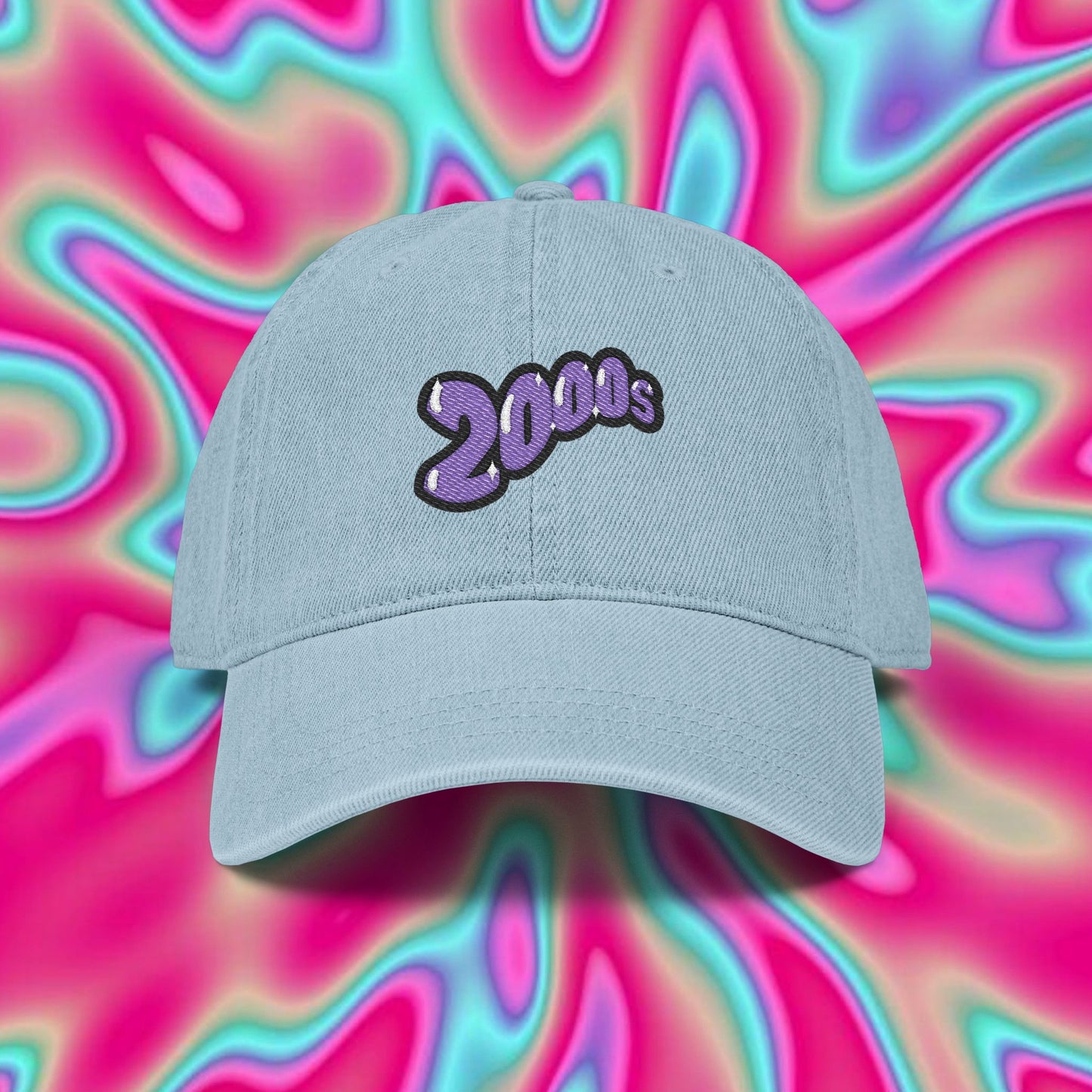 Denim Hat — Embroidered "2000s" Retro Dad Cap