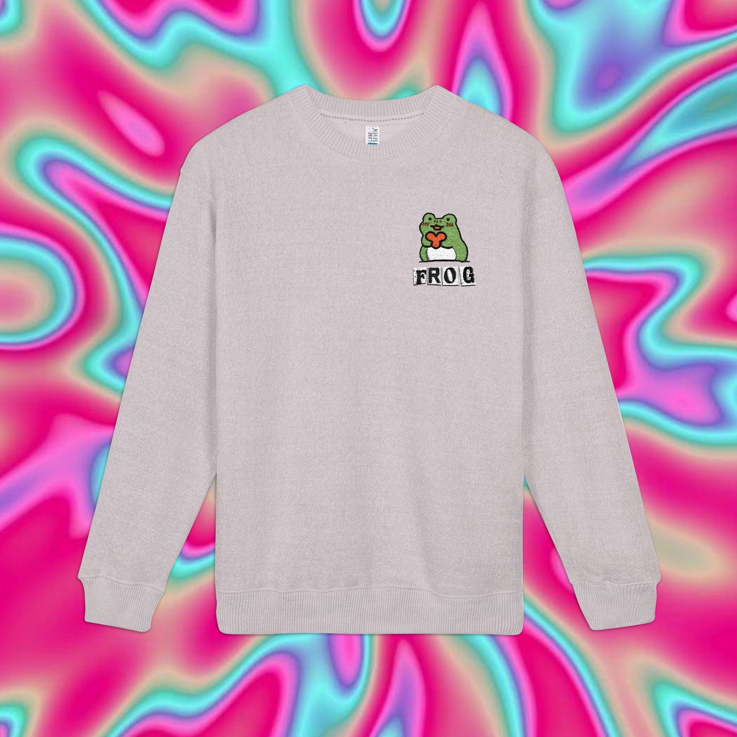 Frog Embroidered Crewneck Sweatshirt — Cute Pastel Nantucket Style